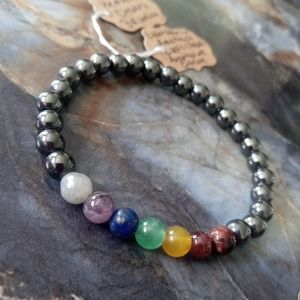 Chakra Balancing Hematite and Gemstone Bracelet